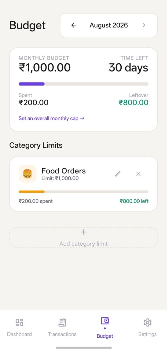 Budget screen screenshot
